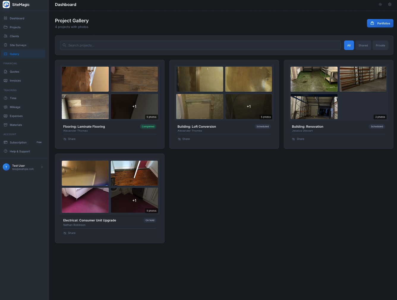 Beautiful project gallery in SiteMagic