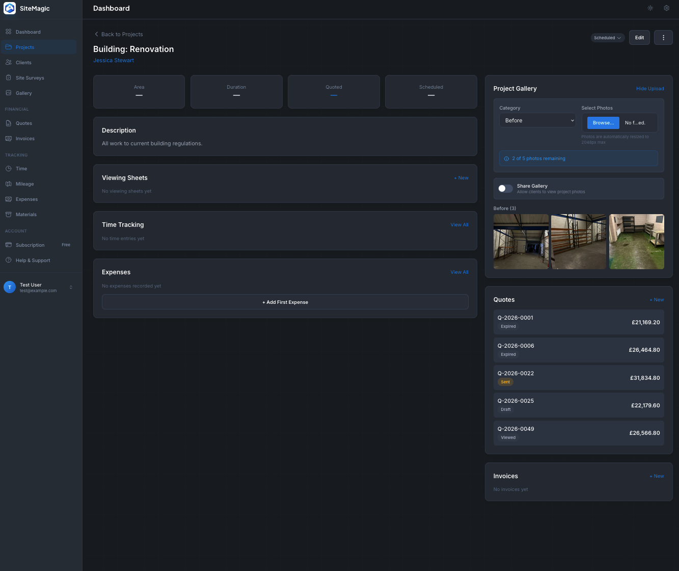 Quick actions from client profile in SiteMagic